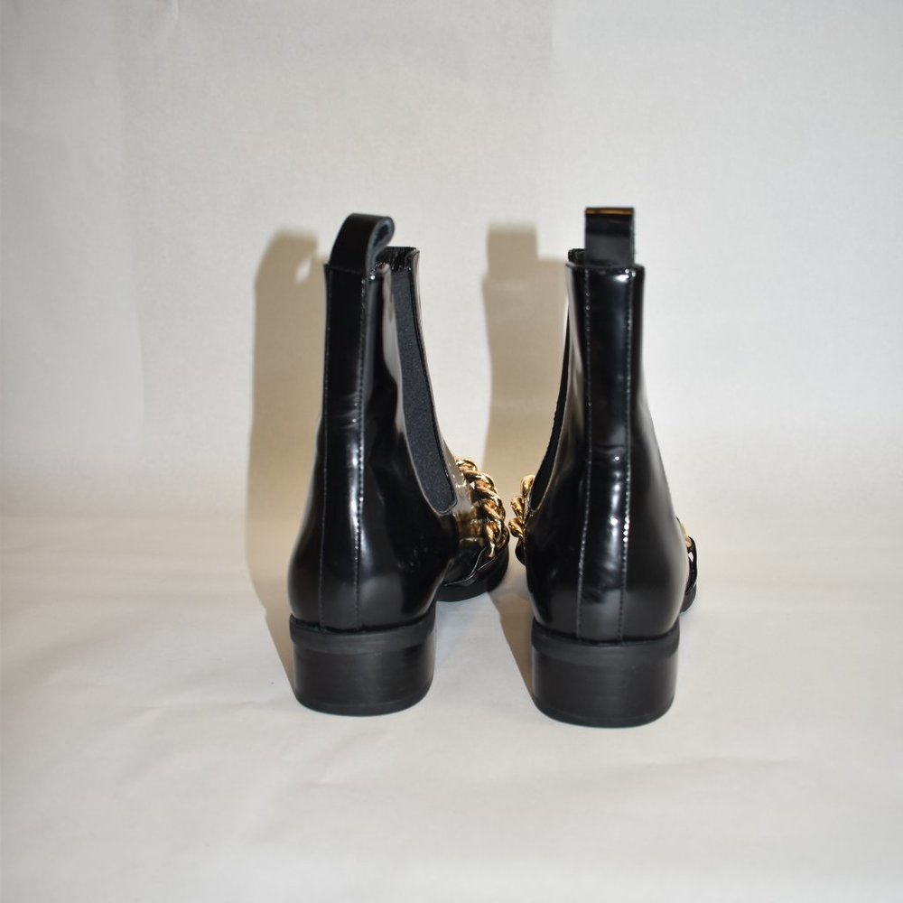 $250 Jeffrey Campbell Emrys Chelsea Boot Square Glossy Gold Chain 8 (Tb26) View 6